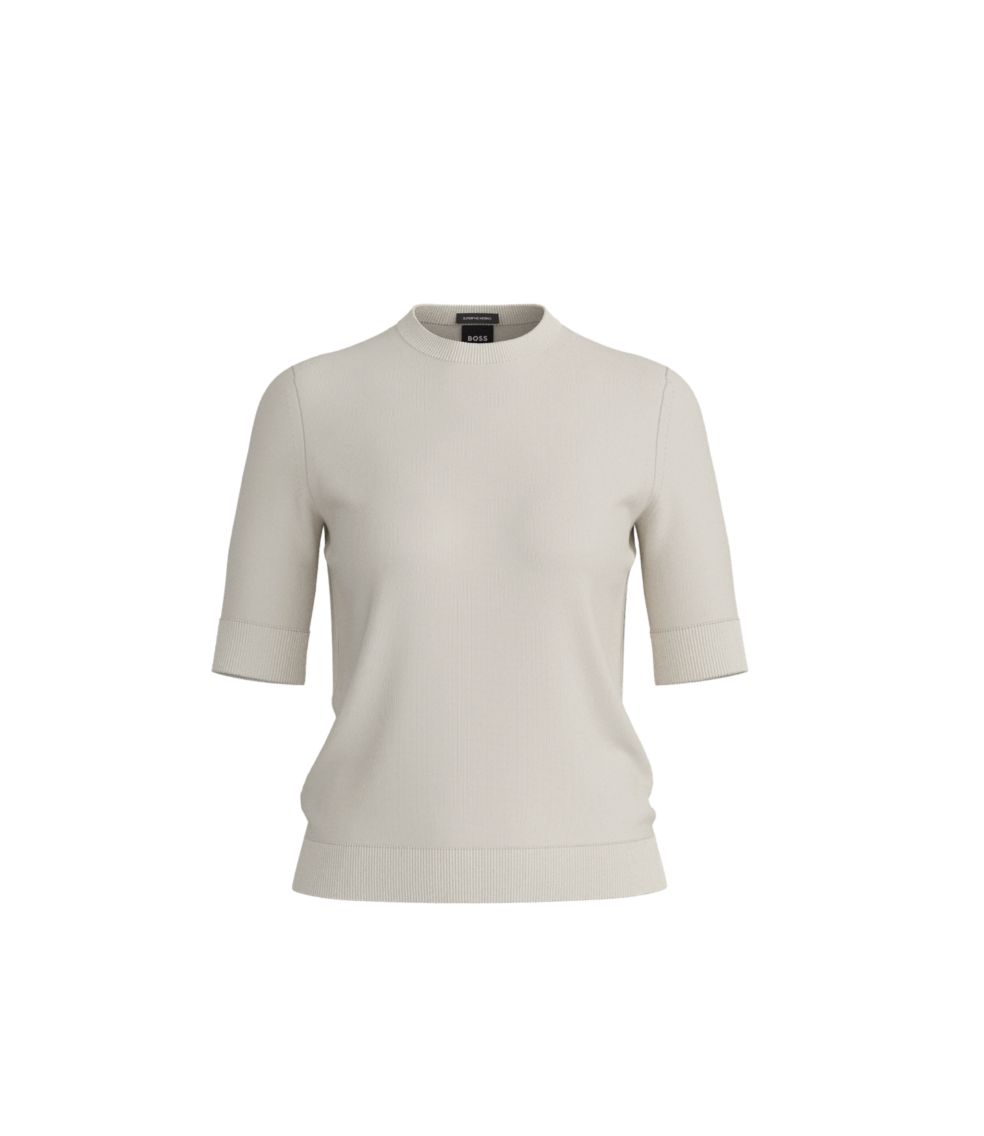 Topp - Short-sleeved sweater in merino wool open white