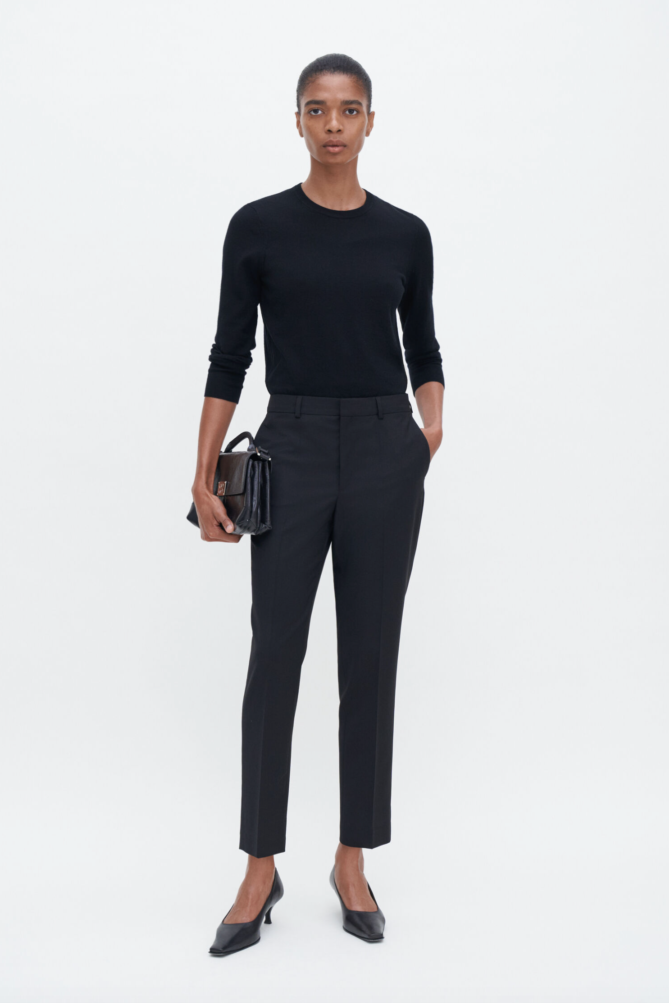 Bukse - Emma Cropped Cool Wool Trouser Black