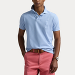 Pique - Custom Slim Fit Big Pony Mesh Polo Shirt Chambra Y Blue