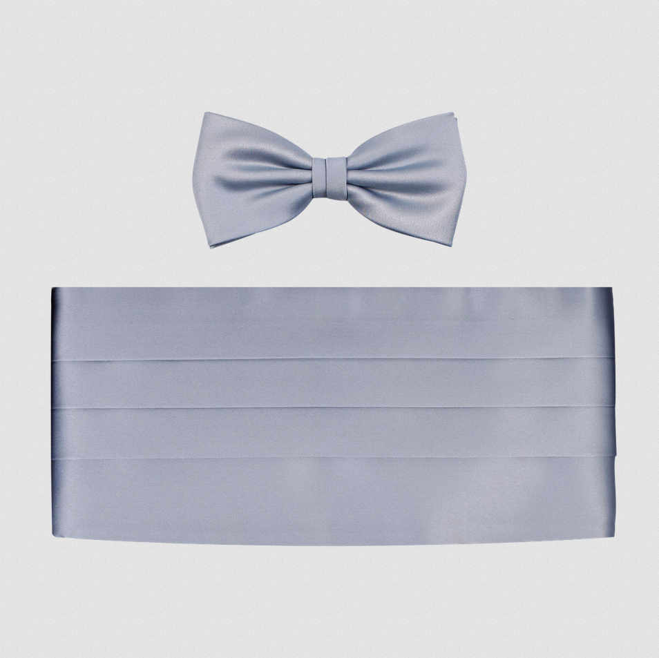 Smokingsett – Sløyfe & Magebelte - Ceremony Cummerbund Silver