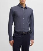 Skjorte - Slim Fit Shirt Performance Stretch Geometric Print Navy