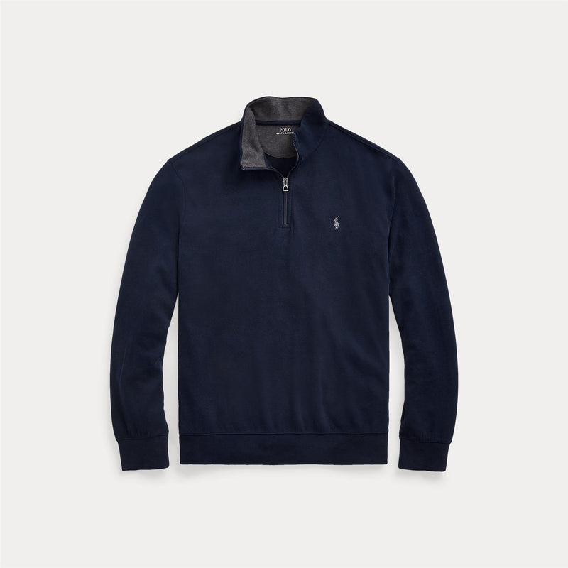 Genser - Luxury Jersey Quarter-Zip Pullover Aviator Navy