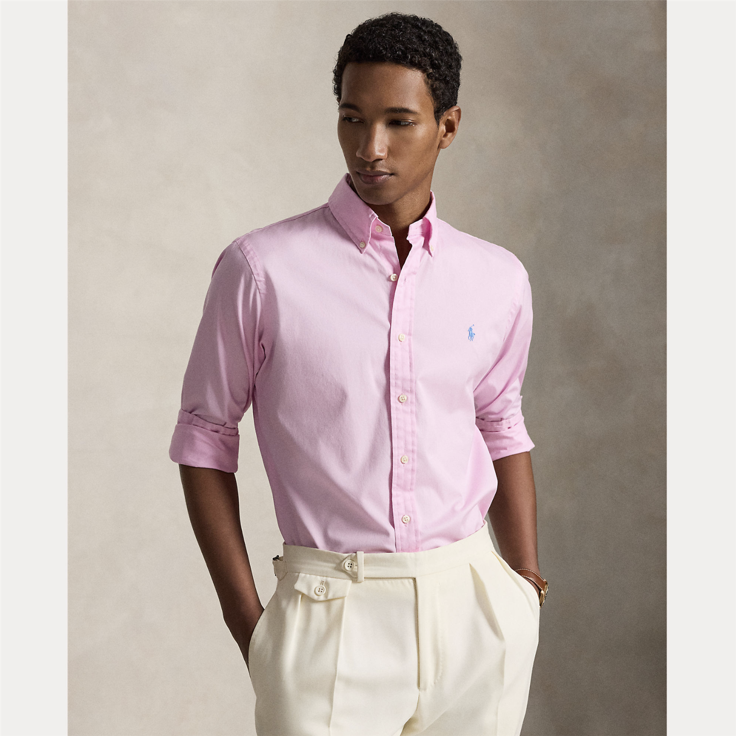 Skjorte - Custom Fit Featherweight Twill Shirt Pink