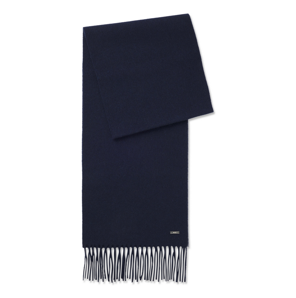 Skjerf - Cashmere Scarf With Twisted Fringes Dark Blue