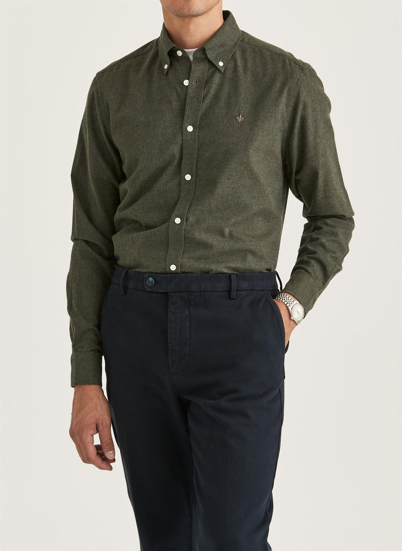 Skjorte - Watts Flannel Shirt Olive