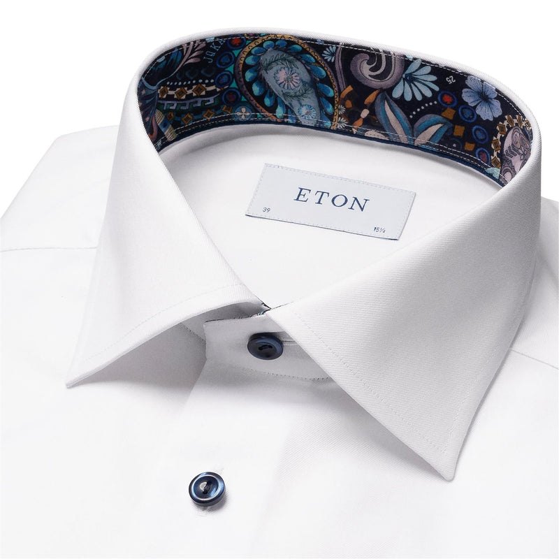 Skjorte - loral Effect Signature Twill Shirt White/Blue