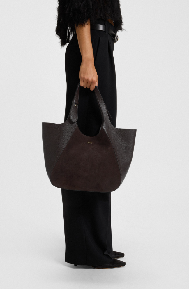 Veske - Tote Bag In Suede and Leather Dark Purple