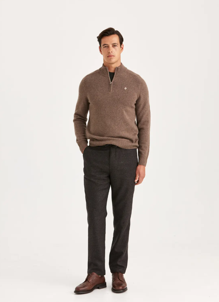 Genser - New Hertford Half Zip Brown