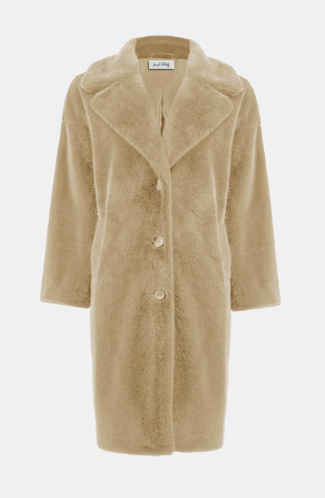 Kåpe - Faux Fur Straight Coat Almond