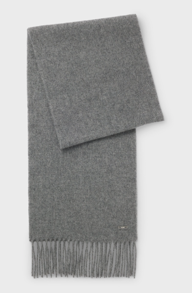 Skjerf - Cashmere Scarf With Twisted Fringes Medium Grey
