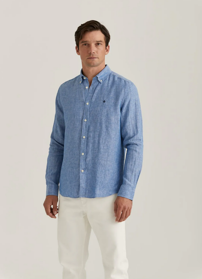 Skjorte - Douglas Linen Shirt Classic Fit Blue