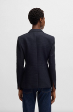 Blazer - Jatawa Slim-Fit Blazer Cotton-Blend Tweed Dark Blue