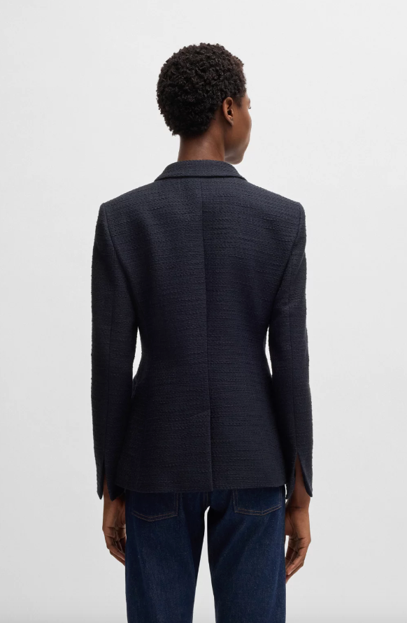 Blazer - Jatawa Slim-Fit Blazer Cotton-Blend Tweed Dark Blue