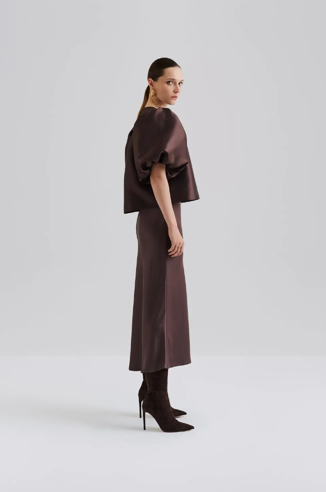 Jakke - Cleo Pouf Sleeve Blouse Chocolate