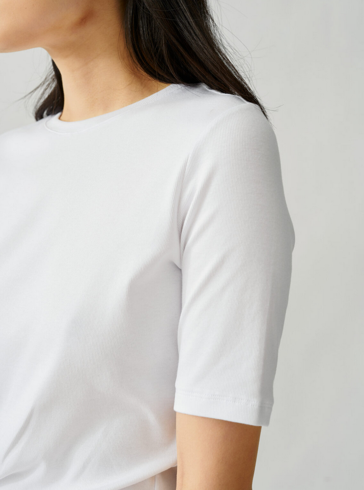 T-Skjorte - Half Sleeve Roundneck Rib Tee White