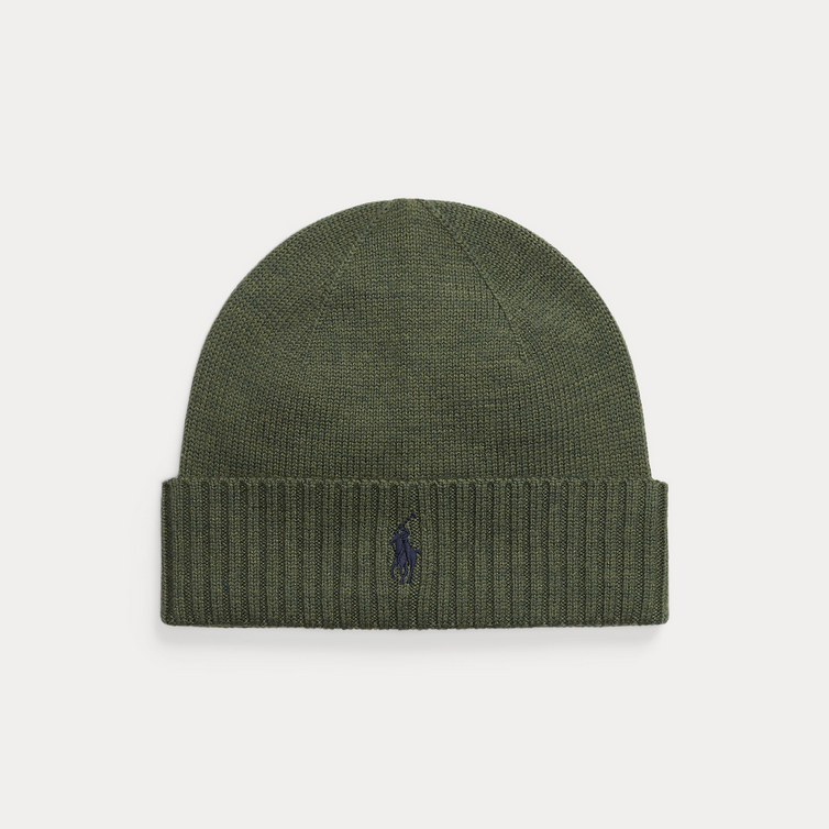 Lue - Signature Pony Wool Beanie Dark Green