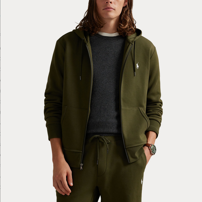 Hettejakke - Double-Knit Full-Zip Hoodie Company Olive