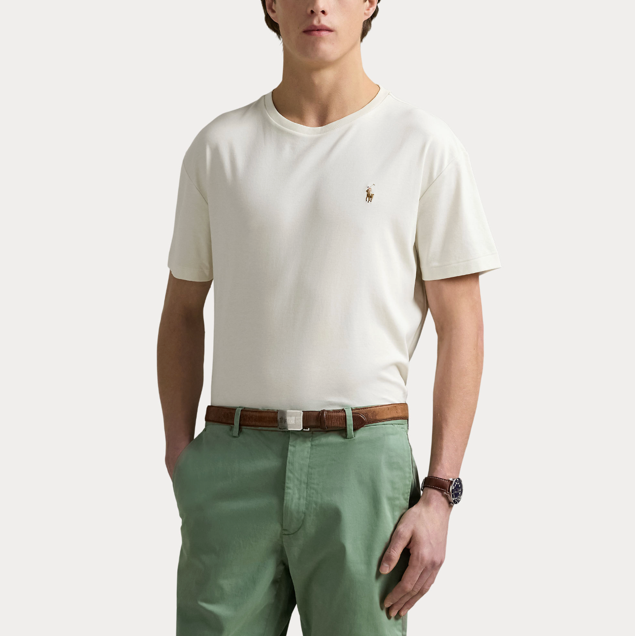 T-skjorte - Custom Slim Fit Soft Cotton T-Shirt Pale Cream