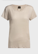 T-skjorte - Scoop neck Linen T shirt Open Beige