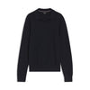 Genser - Knitted Cotton Sweater With Johnny Collar Dark Blue