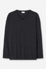 Genser - Soft Wool V Neck Sweater Anthracite Melange