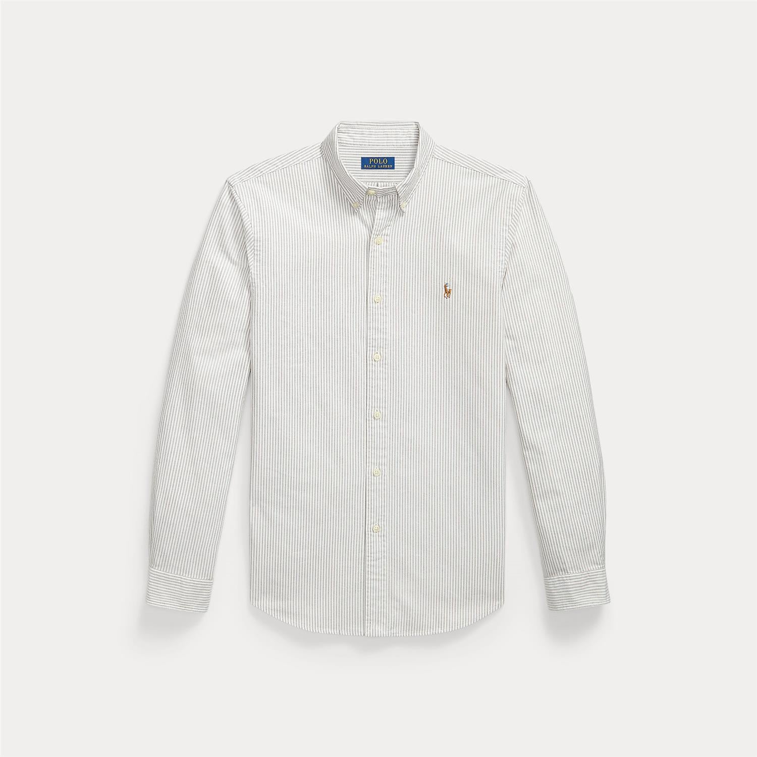 Skjorte - Slim Fit Striped Oxford Shirt Pale Russet / White