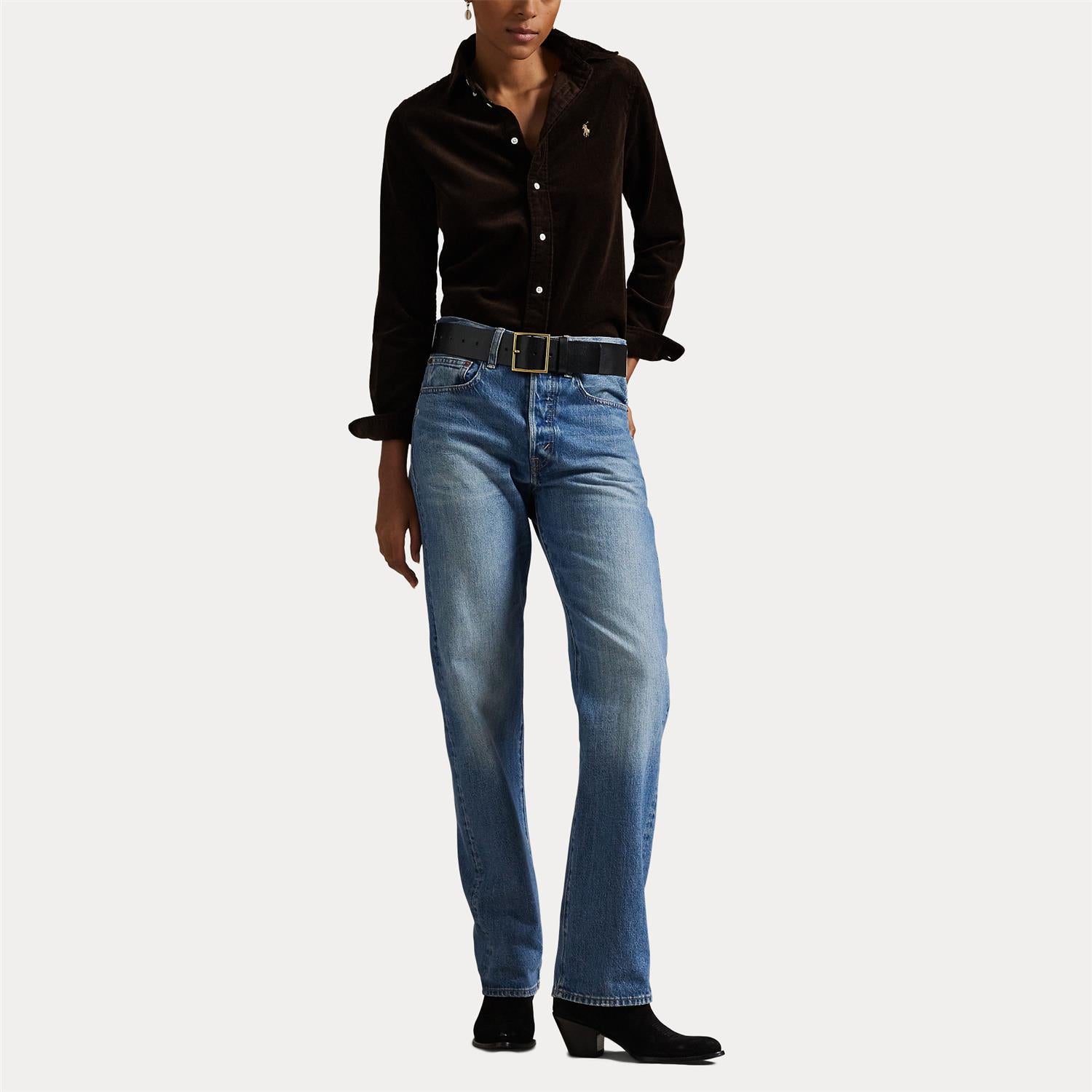 Skjorte - Stretch Slim Fit Cotton Corderoy Shirt Dark Beech
