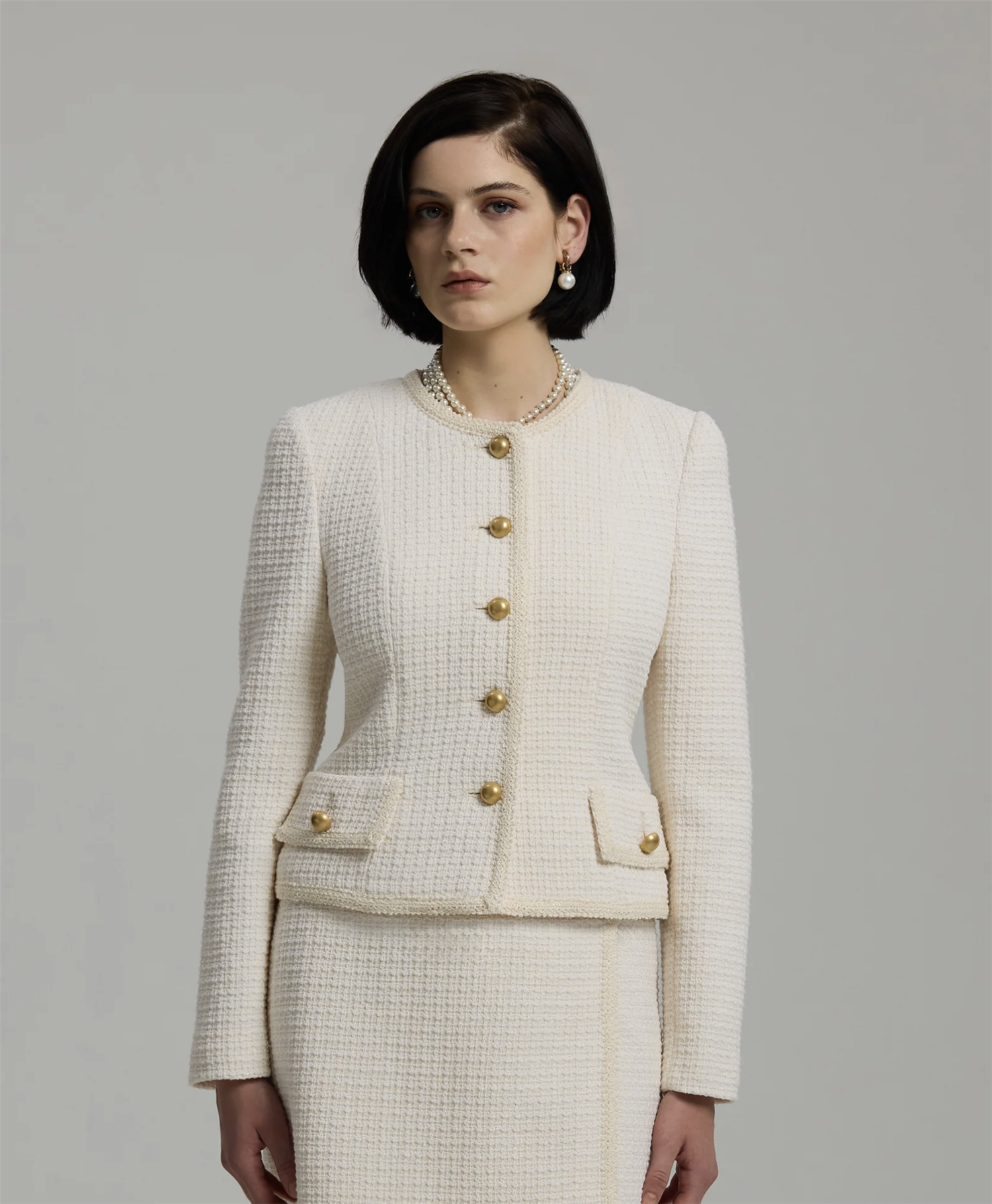 Blazer - Lesley Bouclé Blazer Chalk White