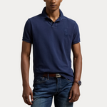 Pique - Custom Slim Fit Big Pony Mesh Polo Shirt Cruise Navy