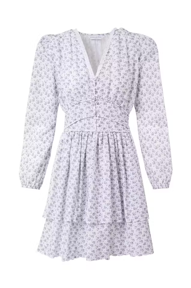 Kjole - Lea Dress White Lupin Print
