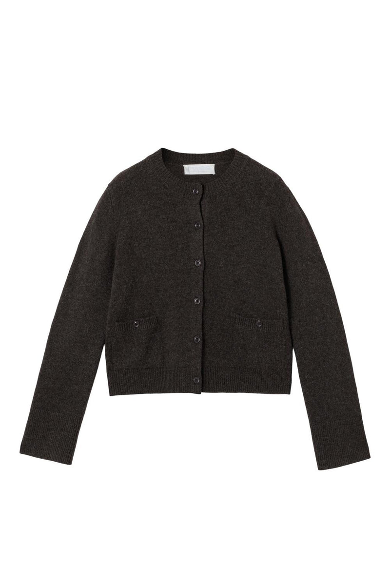 Cardigan - Structured Wool Cardigan Coffee