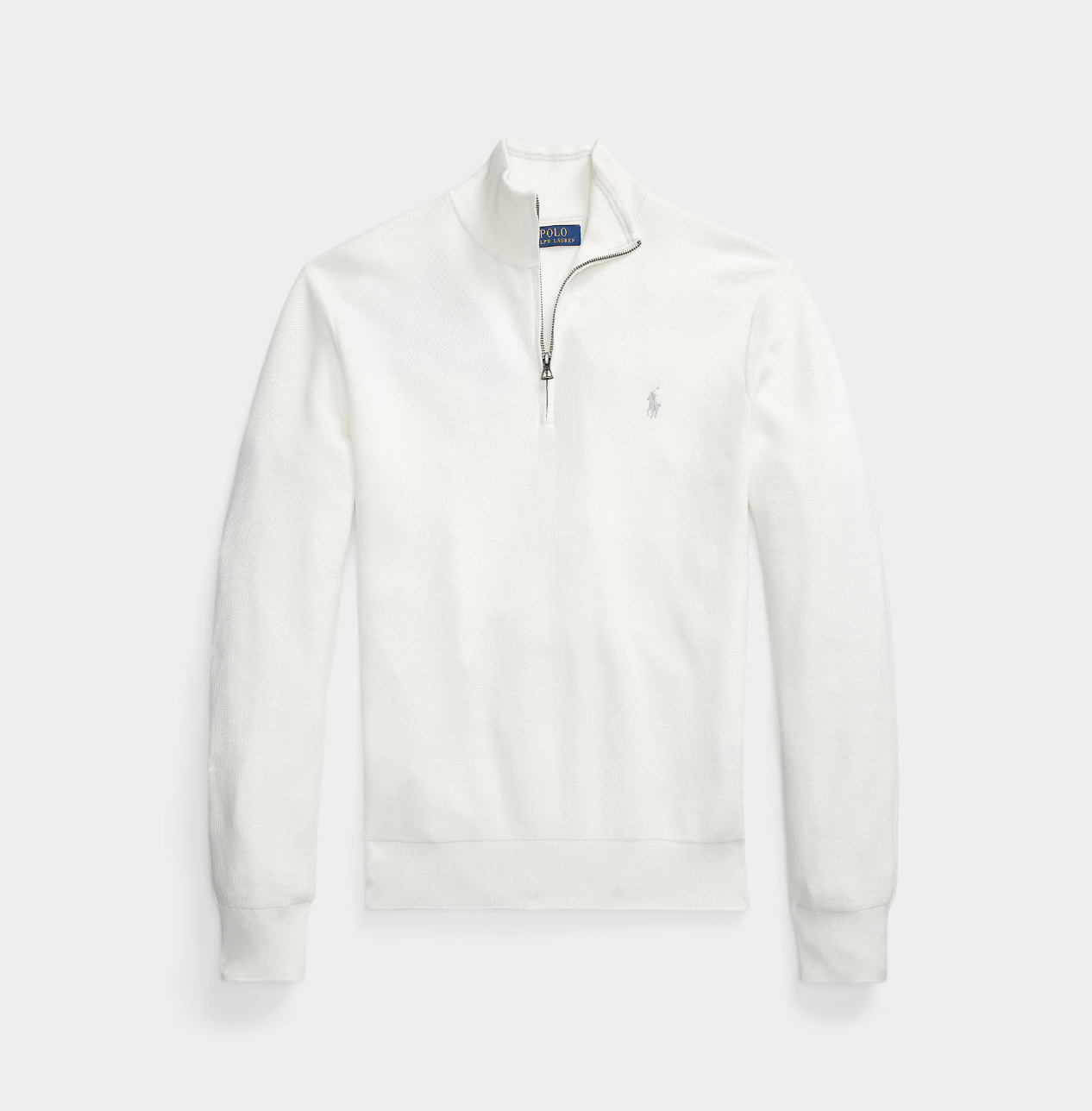 Genser - Mesh-Knit Cotton Quarter Zip Sweater Deckwash white