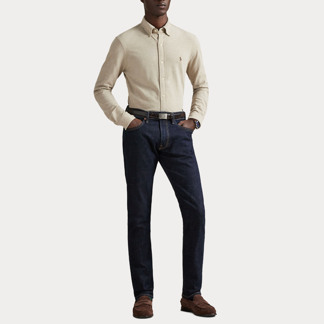 Skjorte - Featherweight Mesh Tuscan Beige Heather