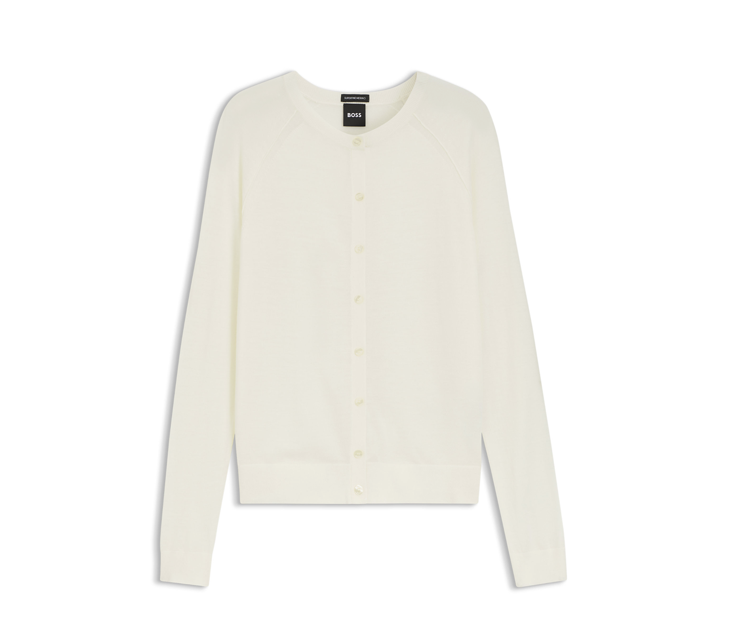 Cardigan - Superfine merino virgin-wool cardigan open white