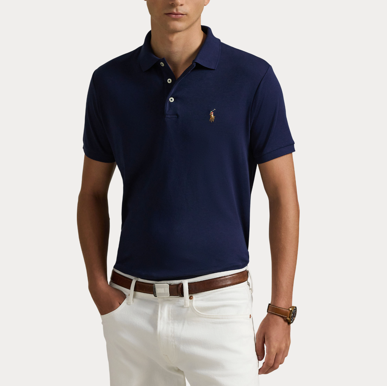 Pique - Custom Slim Fit Soft Cotton Polo Shirt Refined Navy