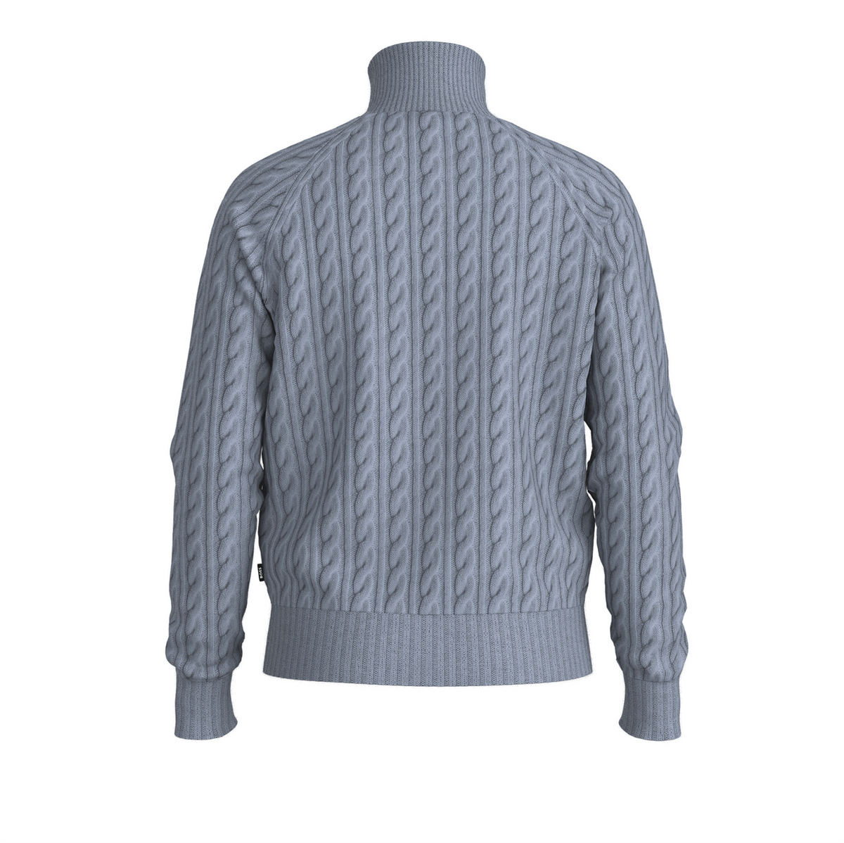 Genser - Zip Neck Sweater With An All Over Cable Pattern Open Blue