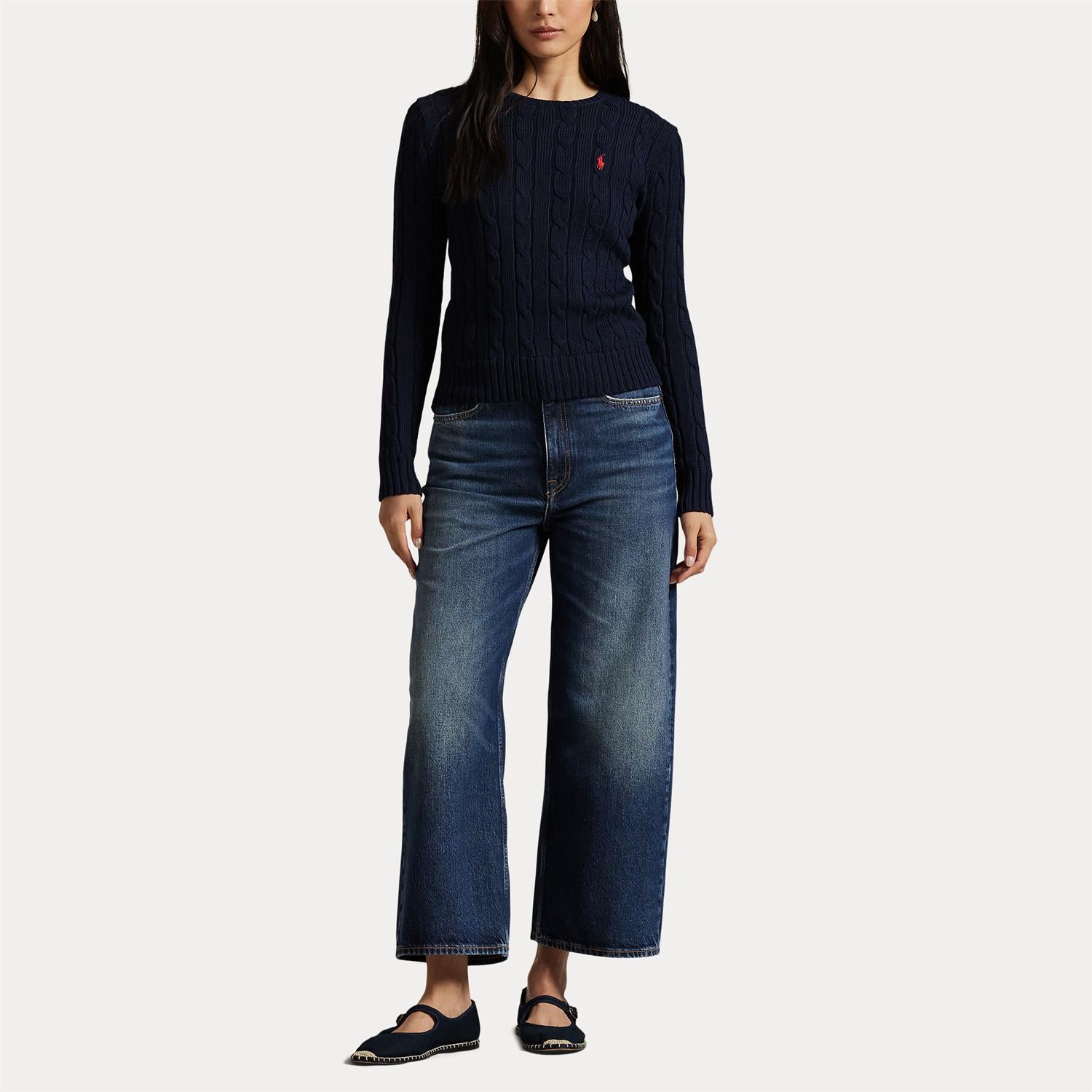Genser - Cable-Knit Cotton Crewneck Sweater Hunter Navy