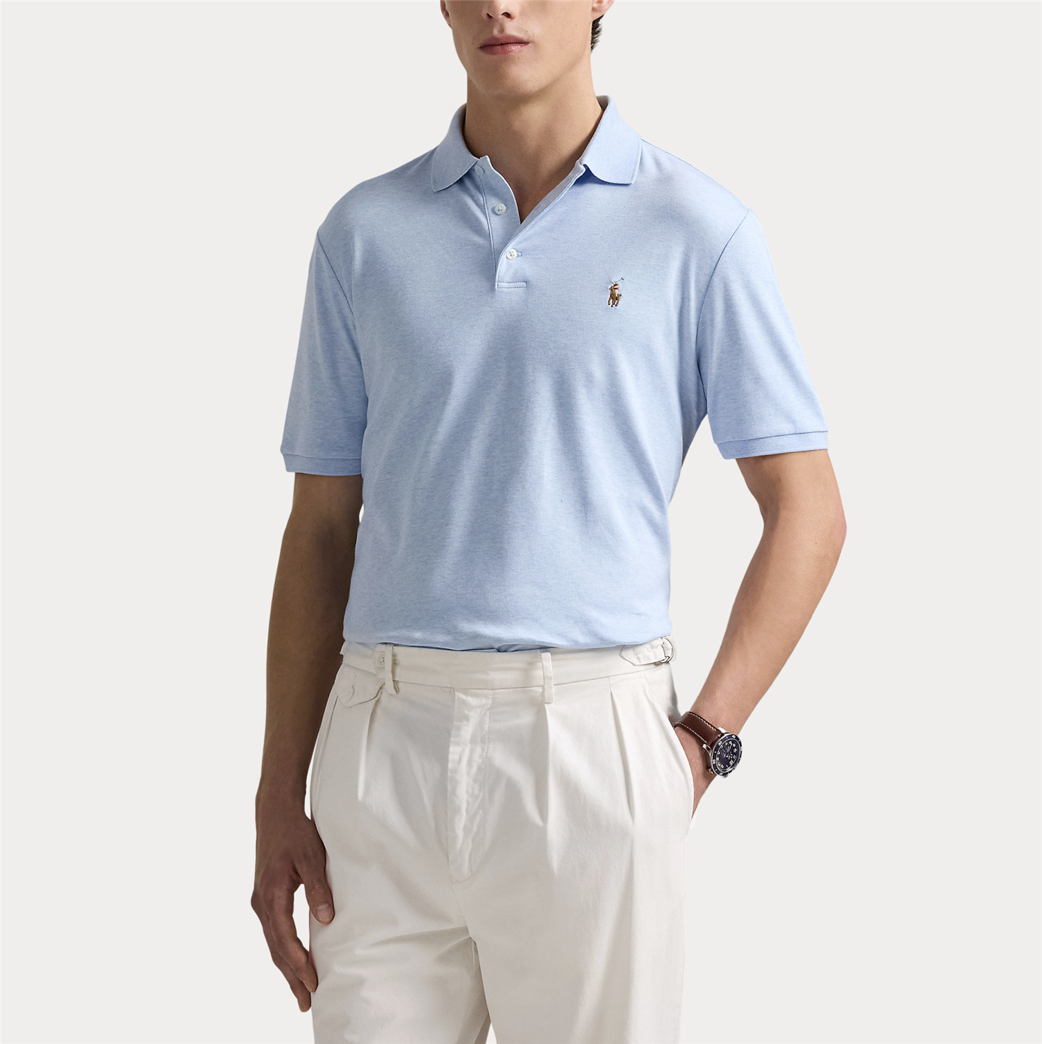 Pique - Slim Fit Soft Touch Polo Shirt Blue Heather