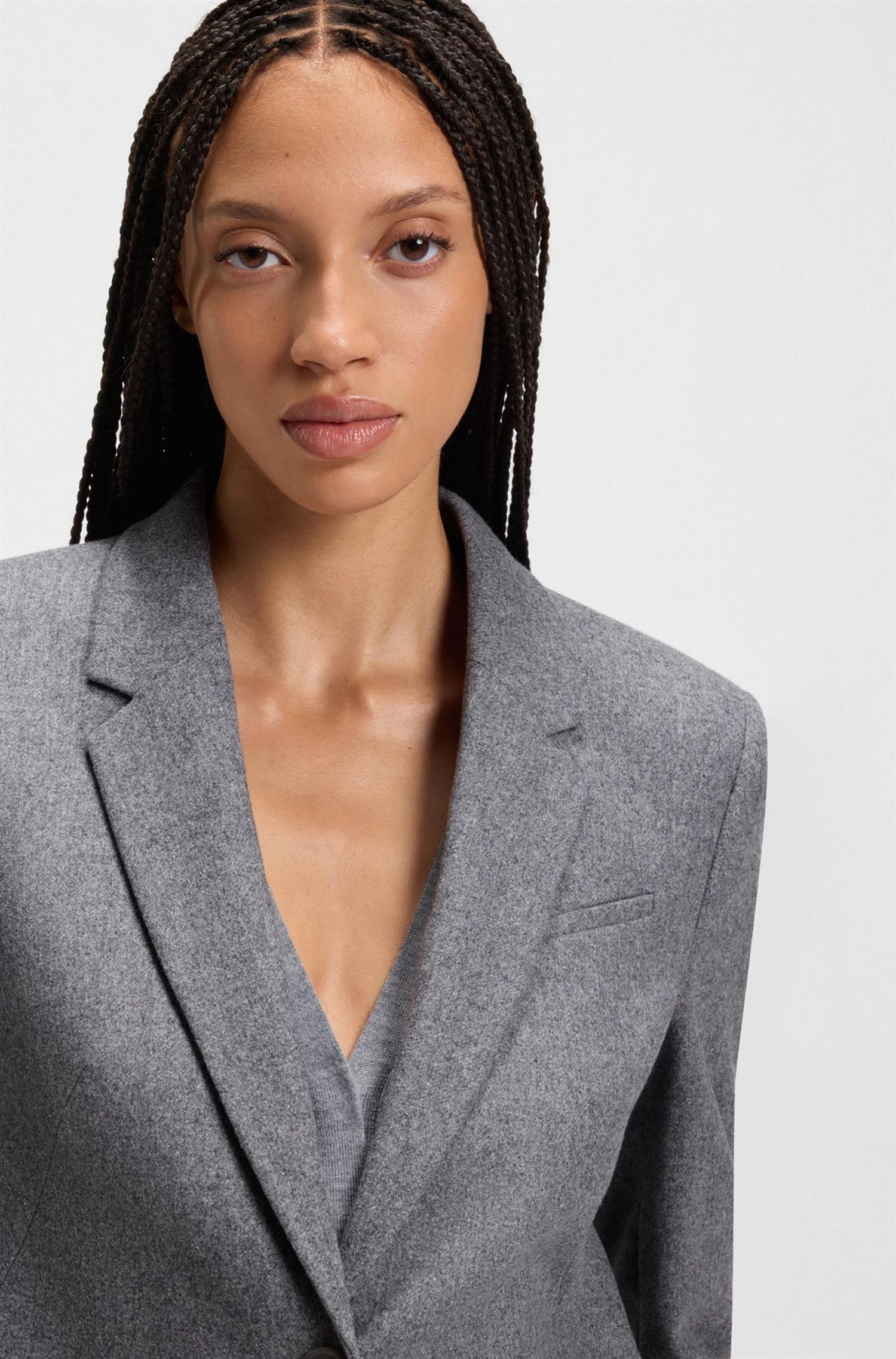 Blazer - Slim-fit blazer in soft flannel Grey
