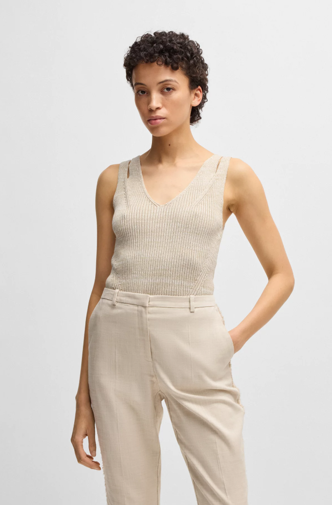 Topp - Fiani Sleeveless Knitted Top With V Neckline Open Miscellaneous