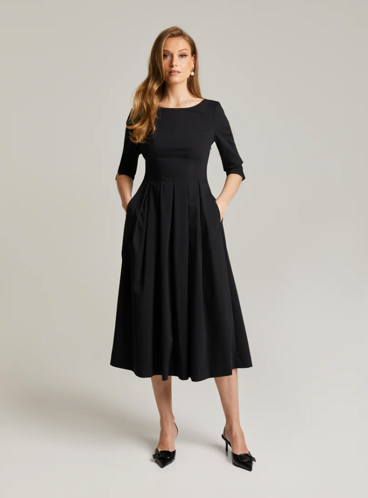 Kjole - Julitta 3/4 Sleeve Dress Black