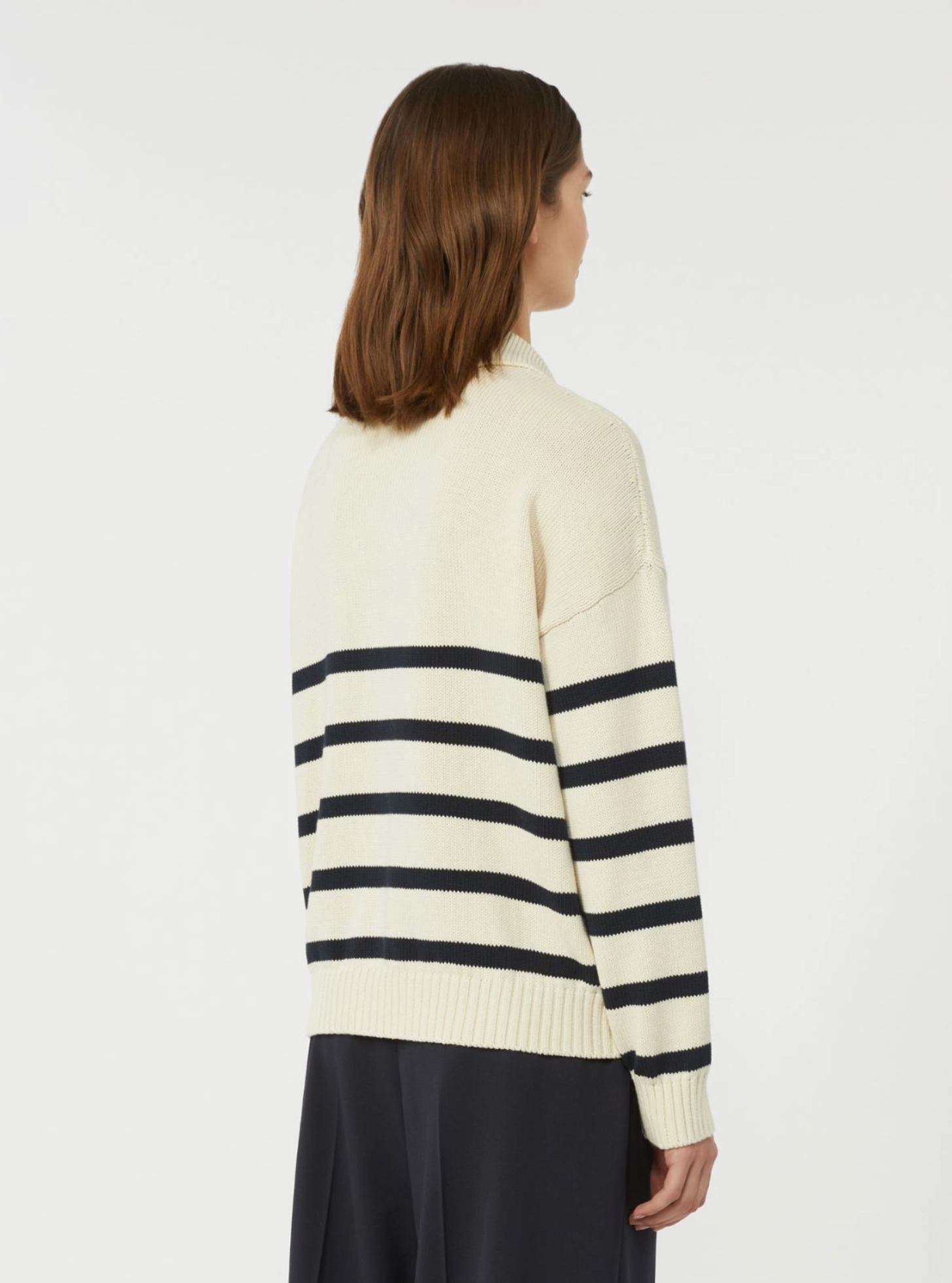 Genser - Cotton Yarn Jumper Navy Pinstripes