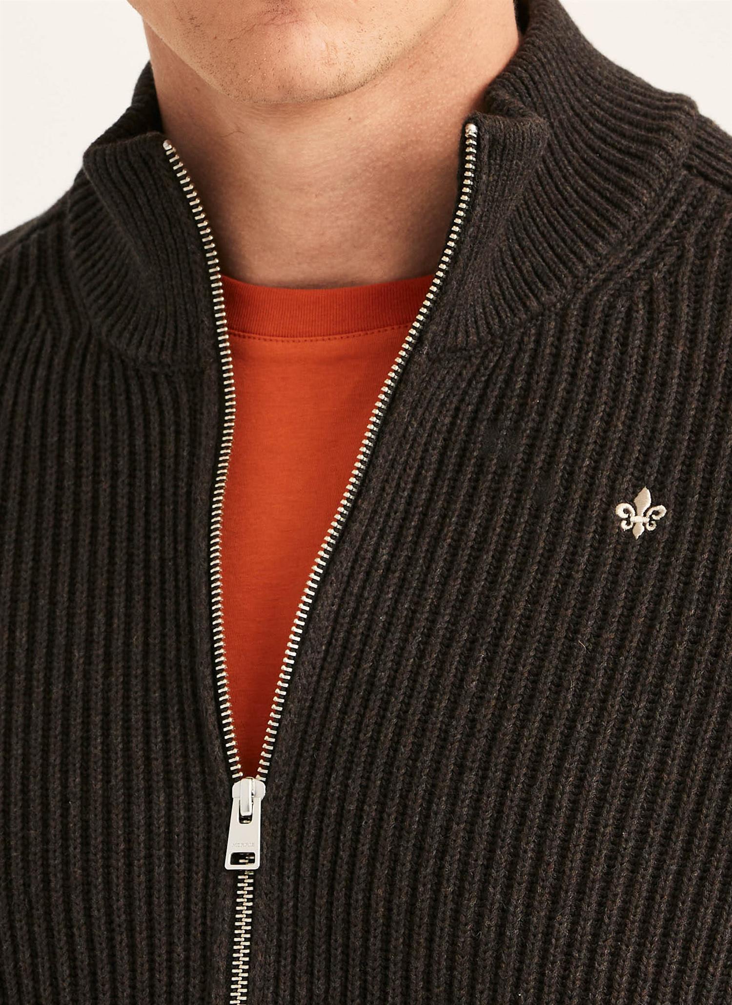 Cardigan - Duncan Zip Cardigan Brown