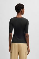 T-Skjorte - Ejita Scoop-Neck T-Shirt Ribbed Stretch Fabric Black