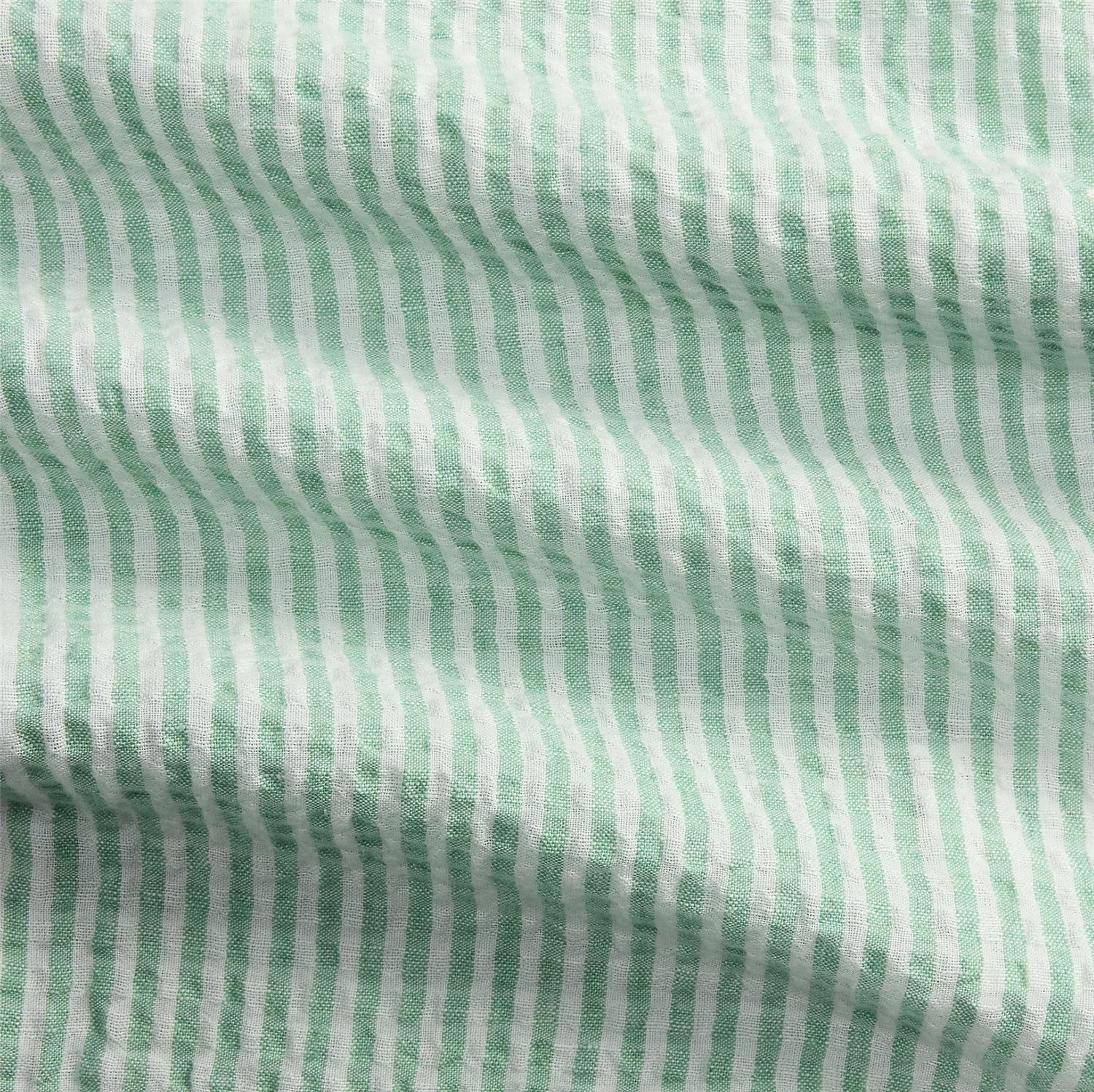 Skjorte - Custom Fit Striped Seersucker Shirt Green / White