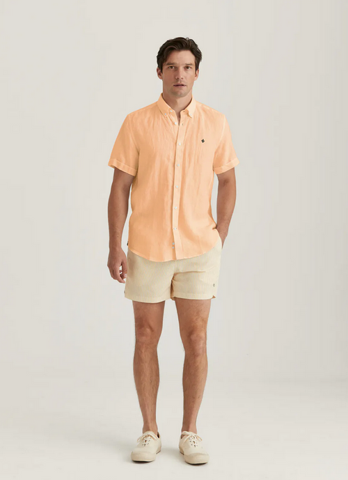 Skjorte - Douglas Linen SS Shirt Classic Fit Orange
