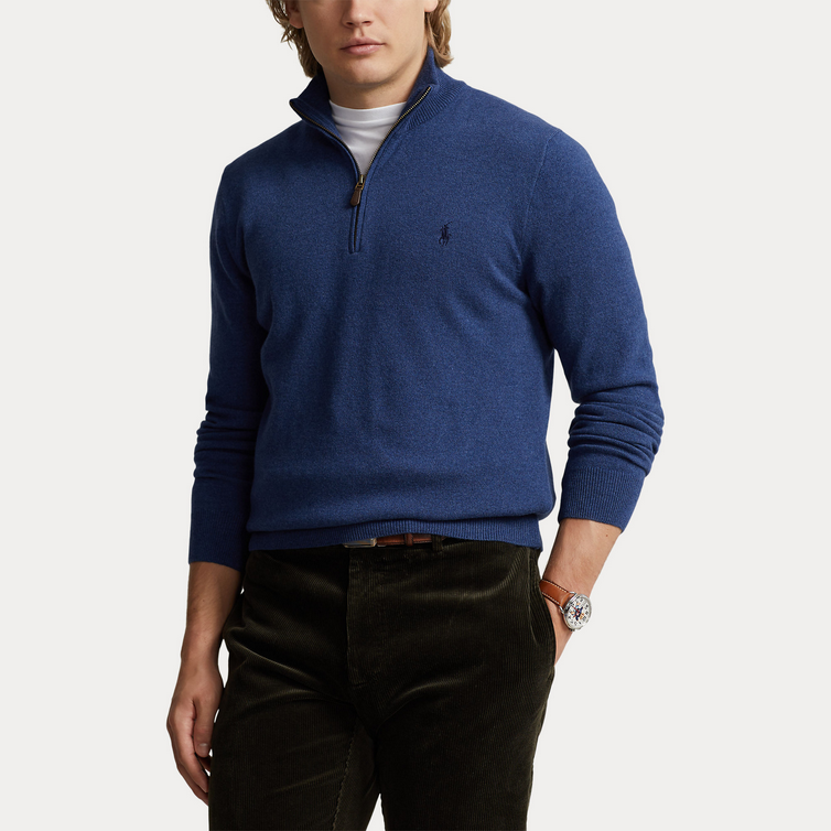 Genser - Wool Quarter-Zip Sweater Navy Heather