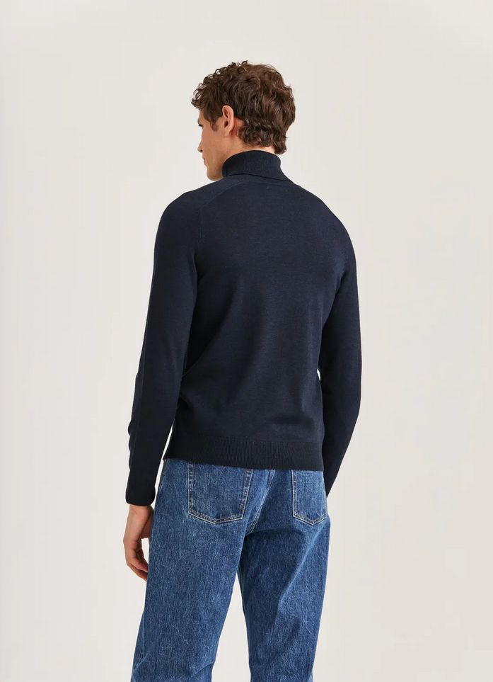 Genser - Merino Roller Neck Navy
