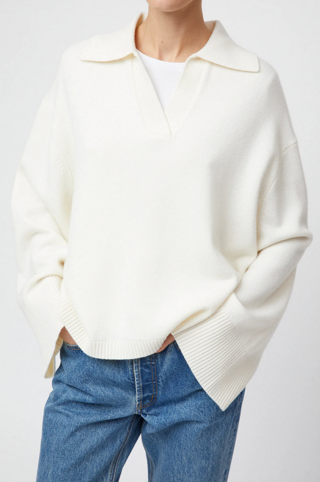 Genser - Cape Cod Polo Sweater Macadamia