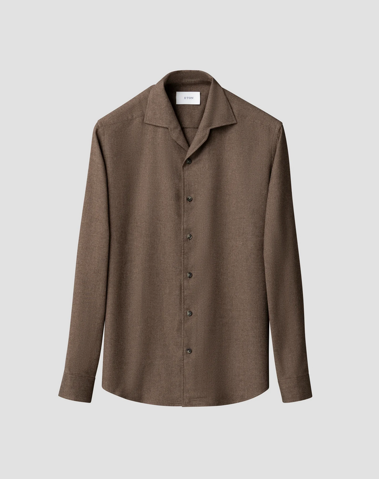 Skjorte - Solid Flannel Shirt Brown